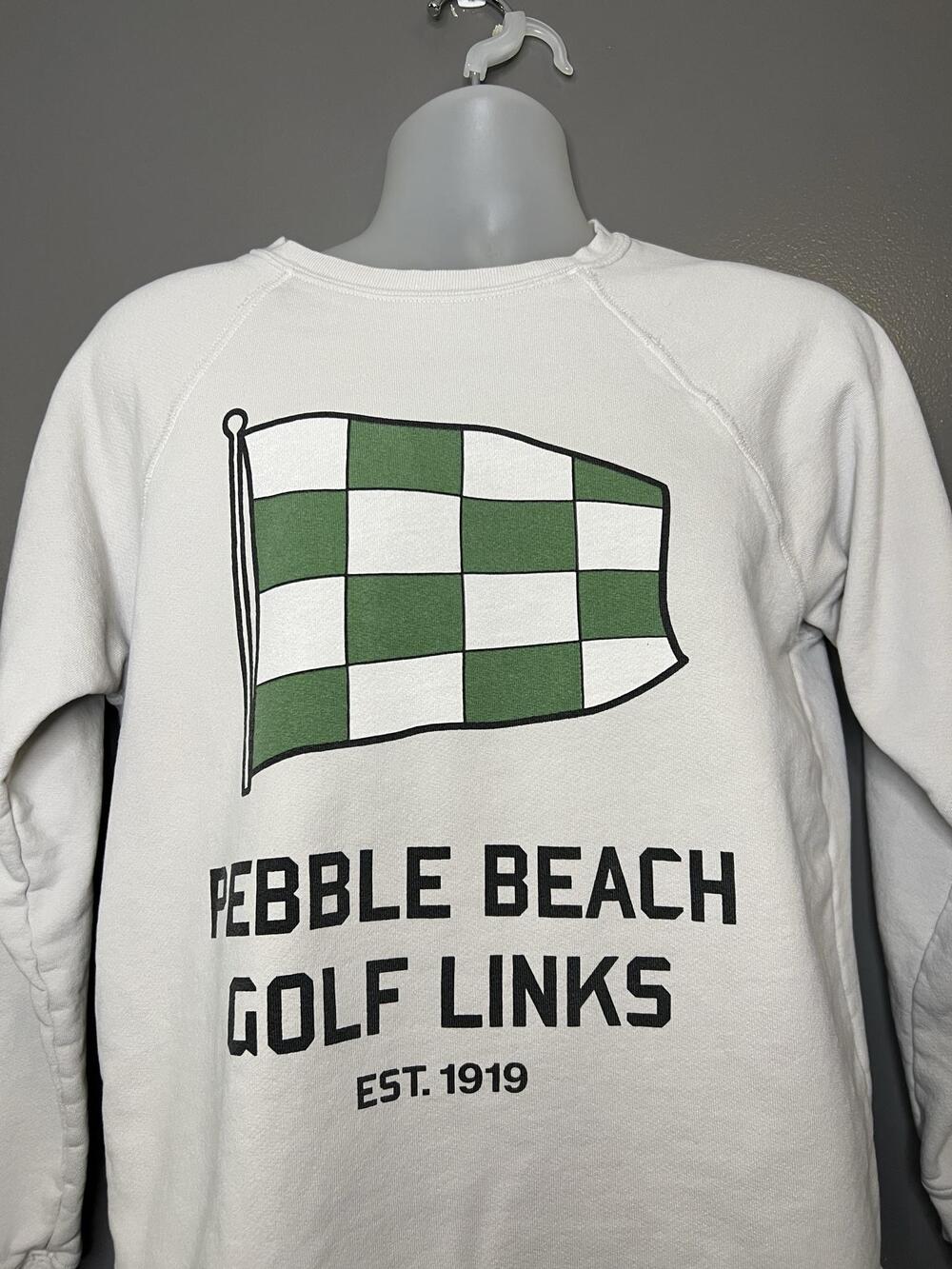Retrobrand Sweatshirt Mens Small White Pebble Beach Golf Links Graphic Fleece